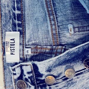 Pistola Keaton High Rise Slim Straight Jeans in Static Wave Acid Wash - Size 25